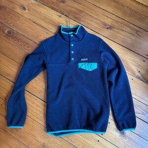Patagonia Navy and Teal Pullover Synchilla Fleece